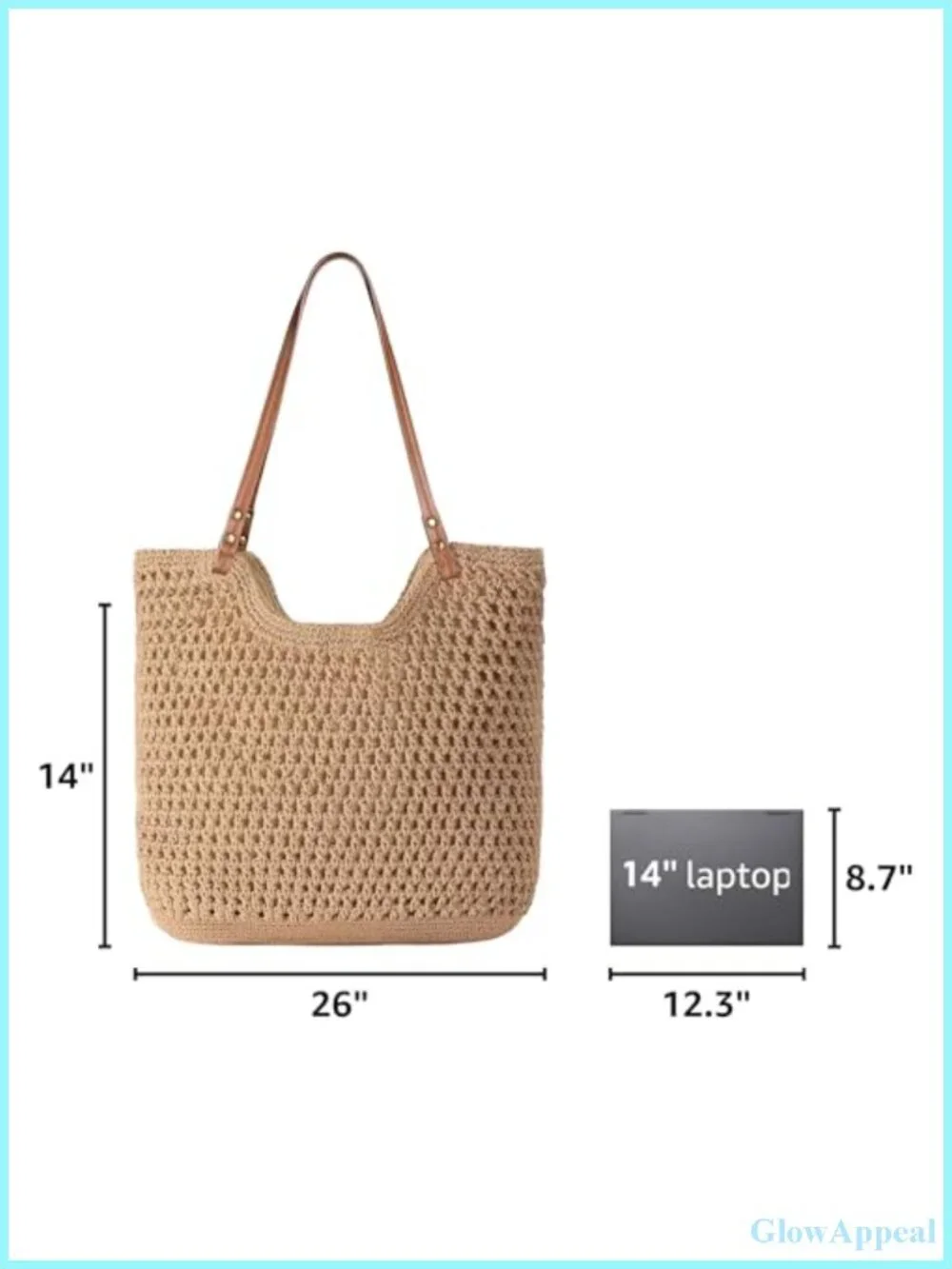 Woven Crochet Beach Tote Bag for Women, Shoulder Bag, High-Quality Polyester,
